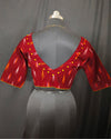 Pure Cotton Blouse Ruby Red Color Ikkat Design - IndieHaat