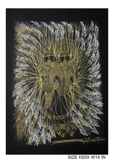 The Surpur Line Art Painting Mixed Media on Paper Unframed (Size: 22 x 16 inches) Artist: Krishna Prakash-Indiehaat