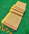 Tissue Cotton Saree Tassel Brown 18% Off IndieHaat