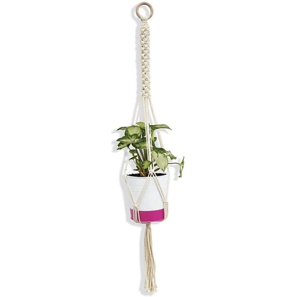 Scooby Plant HangerSize: 40" Long Material : Cottan Colour : Natural White-Indiehaat