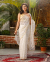 Pure Cotton Kota Doria Saree Off White Color Jaal Embroidery with running blouse - IndieHaat