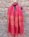 Chanderi Silk Dupatta Rose Pink Color Applique Work - IndieHaat