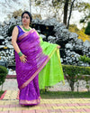 Katan Silk Saree Royal Purple Color Banarasi Weaves with running blouse - IndieHaat