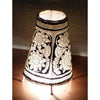 Indiehaat | Flower Kalamkari Handpainted Standing Round Leather Lamp | 9 Inch