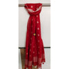 Hand Dyed Slub Linen Red Dupatta-Indiehaat