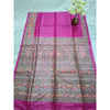 Silkmark Certified Tussar Silk Madhubani HANDPAINTED Pink Saree with Blouse-Indiehaat