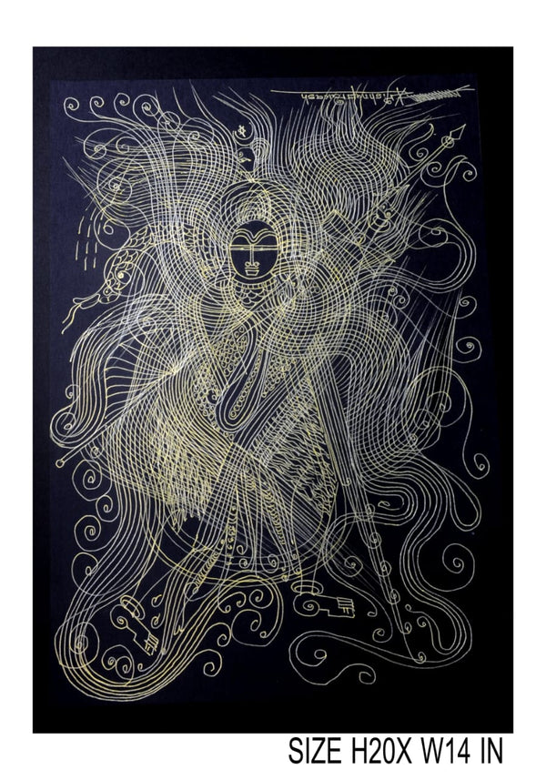 The Surpur Line Art Painting Mixed Media on Paper Unframed (Size: 22 x 16 inches) Artist: Krishna Prakash-Indiehaat