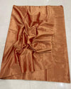 Maheshwari Tissue Silk Saree Orange Brown Color with running blouse - IndieHaat