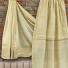 Chanderi Silk Yellow Saree Hand Applique Work with running blouse-Indiehaat