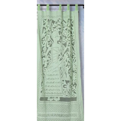 Applique Work Wall Hanging Green CurtainSize - 44"X84" (3.5 X 7 Ft)-Indiehaat