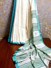 Cotton Saree Handloom White 14% Off - IndieHaat