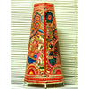 Indiehaat | Ganesh Kalamkari Handpainted Standing Round Leather Lamp | 26 Inch