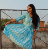 Pure Cotton Dress Ikkat Design Blue 25% Off - IndieHaat