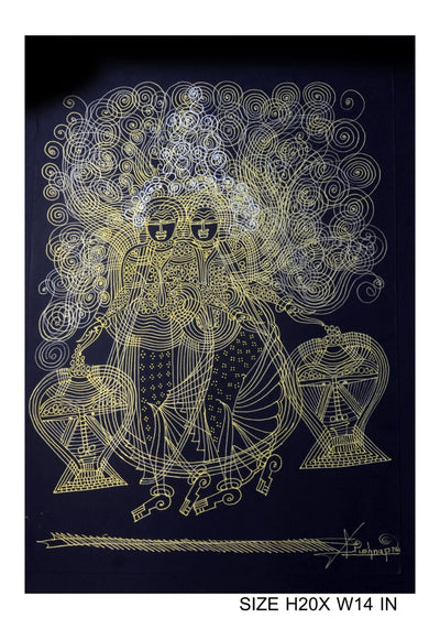 The Surpur Line Art Painting Mixed Media on Paper Unframed (Size: 22 x 16 inches) Artist: Krishna Prakash-Indiehaat