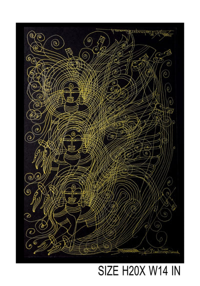 The Surpur Line Art Painting Mixed Media on Paper Unframed (Size: 22 x 16 inches) Artist: Krishna Prakash-Indiehaat