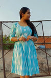 Pure Cotton Dress Ikkat Design Blue 25% Off - IndieHaat