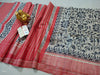 Silkmark Certified Tussar Silk Handloom Handblock Printed Red Saree with Blouse-Indiehaat