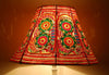 Indiehaat | Vivid Flower Kalamkari Handpaited Leather Lamp Shade (11X9 Inch)