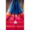 Silkmark Certified Gichcha Tussar Handloom Hand Dyed  Blue Saree with Blouse-Indiehaat