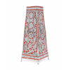 Indiehaat | Flower Kalamkari Handpainted Standing Square Leather Lamp | 17 Inch
