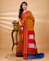 ILKAL Handloom Cotton Silk Saree Metallic Orange Color with running blouse - IndieHaat