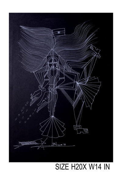 The Surpur Line Art Painting Mixed Media on Paper Unframed (Size: 22 x 16 inches) Artist: Krishna Prakash-Indiehaat