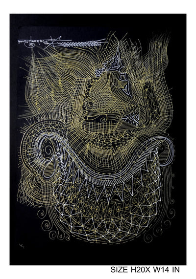 The Surpur Line Art Painting Mixed Media on Paper Unframed (Size: 22 x 16 inches) Artist: Krishna Prakash-Indiehaat