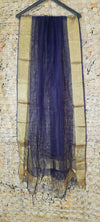 Hand Dyed Pure Organza Blue Dupatta-Indiehaat