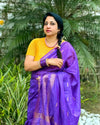 Katan Silk Saree Lavender Color Banarasi Weaves with running blouse - IndieHaat