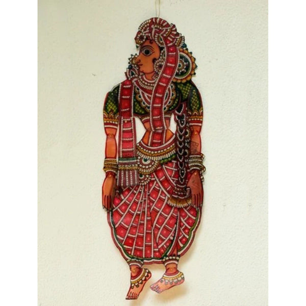 Multicolor Handcrafted Leather Radha Painting-Indiehaat