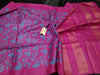 Silkmark Certified Eri Silk Embroidered Pink Saree with Blouse-Indiehaat