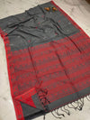 Cotton Saree Handloom Gray 12% Off - IndieHaat