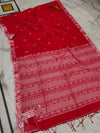 Cotton Saree JamdaniWeaving Red 12% Off - IndieHaat