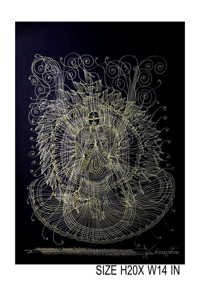 The Surpur Line Art Painting Mixed Media on Paper Unframed (Size: 22 x 16 inches) Artist: Krishna Prakash-Indiehaat