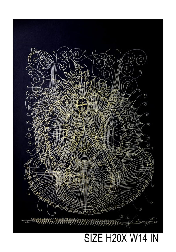 The Surpur Line Art Painting Mixed Media on Paper Unframed (Size: 22 x 16 inches) Artist: Krishna Prakash-Indiehaat