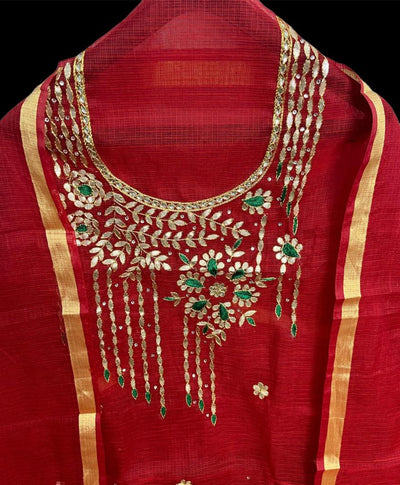 Kota Doria Suit Gota Patti 13% Off - IndieHaat