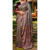 Pure Ghicha Tussar Silk Brown Saree with Running Blouse SilkMark Certified-Indiehaat