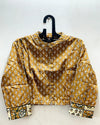 Indiehaat | Pure Cotton Crop Top Dark Yellow Color Hand Printed Size 36 To 46