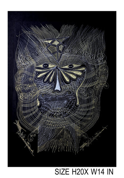 The Surpur Line Art Painting Mixed Media on Paper Unframed (Size: 22 x 16 inches) Artist: Krishna Prakash-Indiehaat