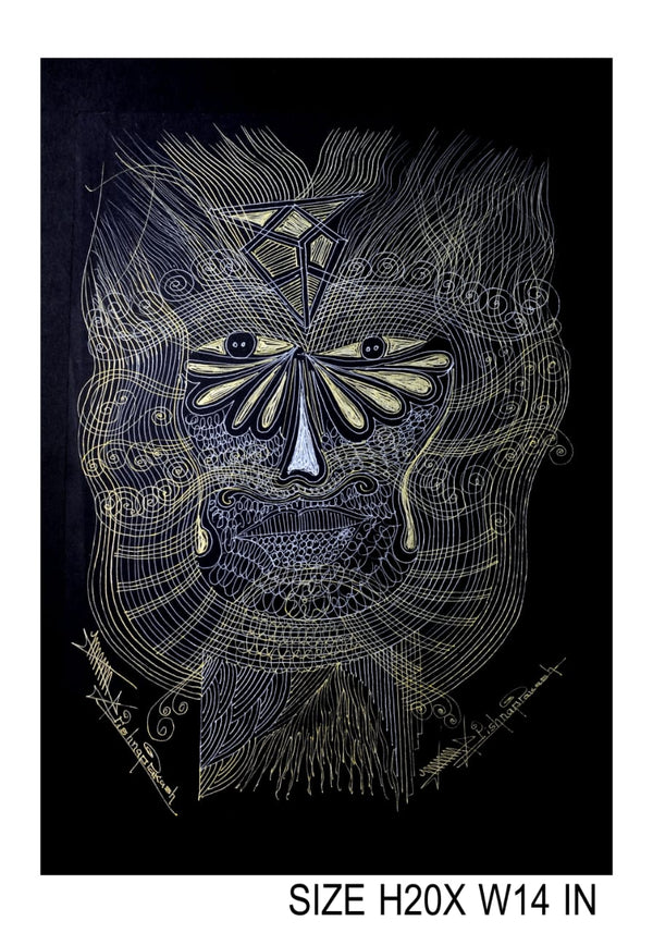 The Surpur Line Art Painting Mixed Media on Paper Unframed (Size: 22 x 16 inches) Artist: Krishna Prakash-Indiehaat