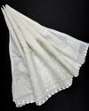 Indiehaat | Kota Doria Dupatta Off White Color with Chikankari and Crochet Work