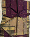 Maheshwari Silk Saree Dark Maroon Color Handloom Handwoven Zari Border with flower Buti work pallu and contrast blouse - IndieHaat