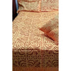 Handcrafted Orange Aplique Work King Size Double Bed Cover (7.5 Ft X 9 Ft)With 2 Pllow Covers And 2 Cushion Covers-Indiehaat