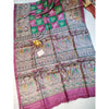 Silkmark Certified Tussar Silk Madhubani Block Print Pink Saree-Indiehaat