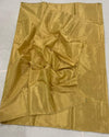 Maheshwari Tissue Silk Saree Golden Brown Color with running blouse - IndieHaat