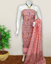 Katan Silk Suit Pale Rose Pink Color Madhubani Print - IndieHaat