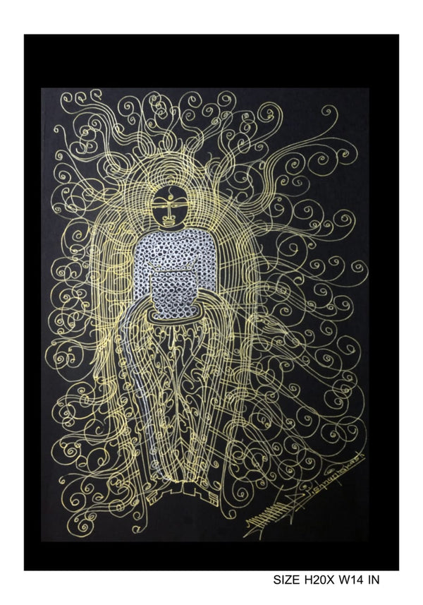 The Surpur Line Art Painting Mixed Media on Paper Unframed (Size: 22 x 16 inches) Artist: Krishna Prakash-Indiehaat