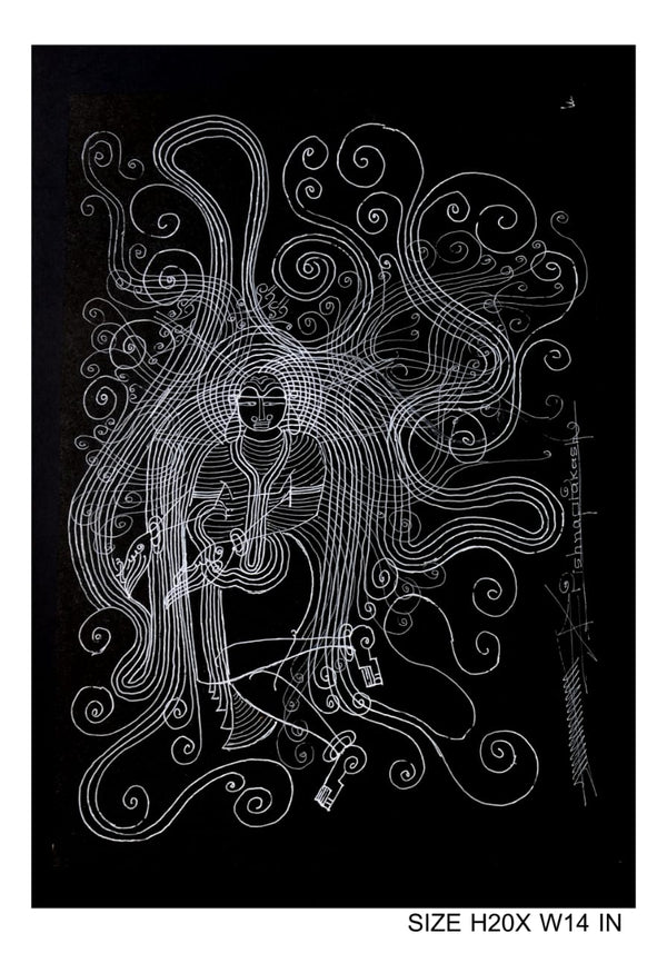 The Surpur Line Art Painting Mixed Media on Paper Unframed (Size: 22 x 16 inches) Artist: Krishna Prakash-Indiehaat