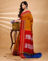 ILKAL Handloom Cotton Silk Saree Metallic Orange Color with running blouse - IndieHaat