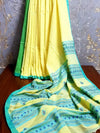 Cotton Saree Plain Body Yellow 14% Off - IndieHaat